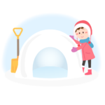 雪かまくらを作る女の子のイラスト