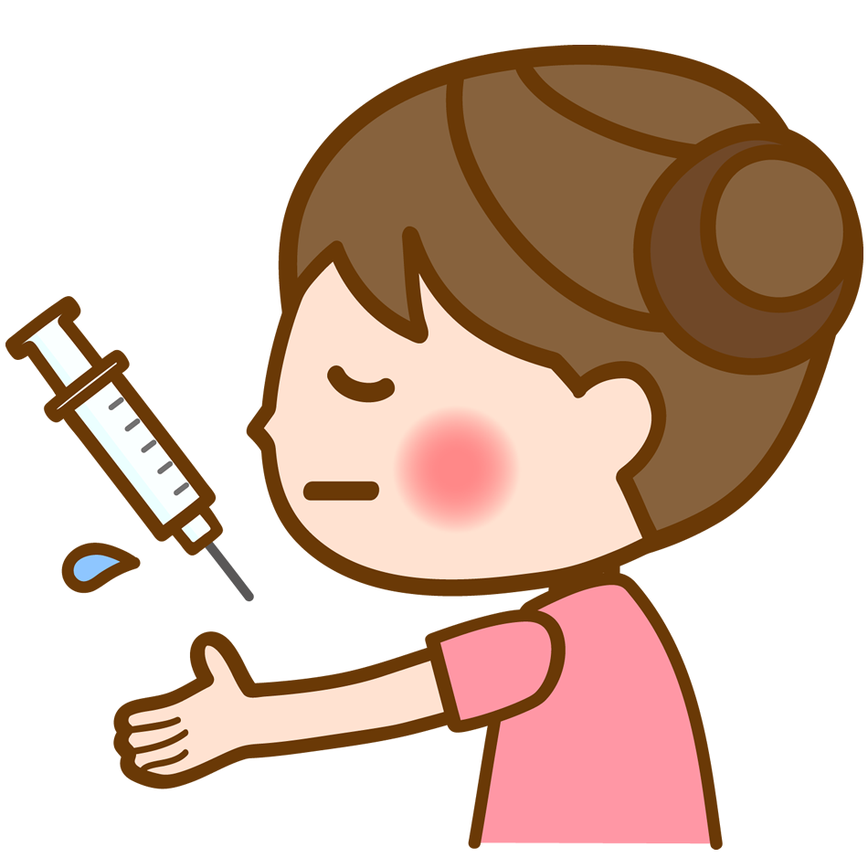 予防接種の注射を打つ女の子のイラスト