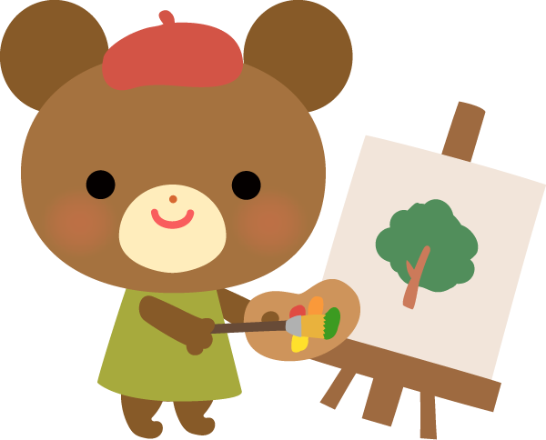 絵を描いているクマさんの動物イラスト 園だより おたよりで使えるかわいいイラストの無料素材集 イラストだより