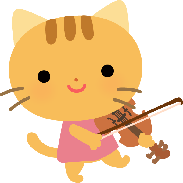 【動物】バイオリンを弾くかわいいネコのイラスト