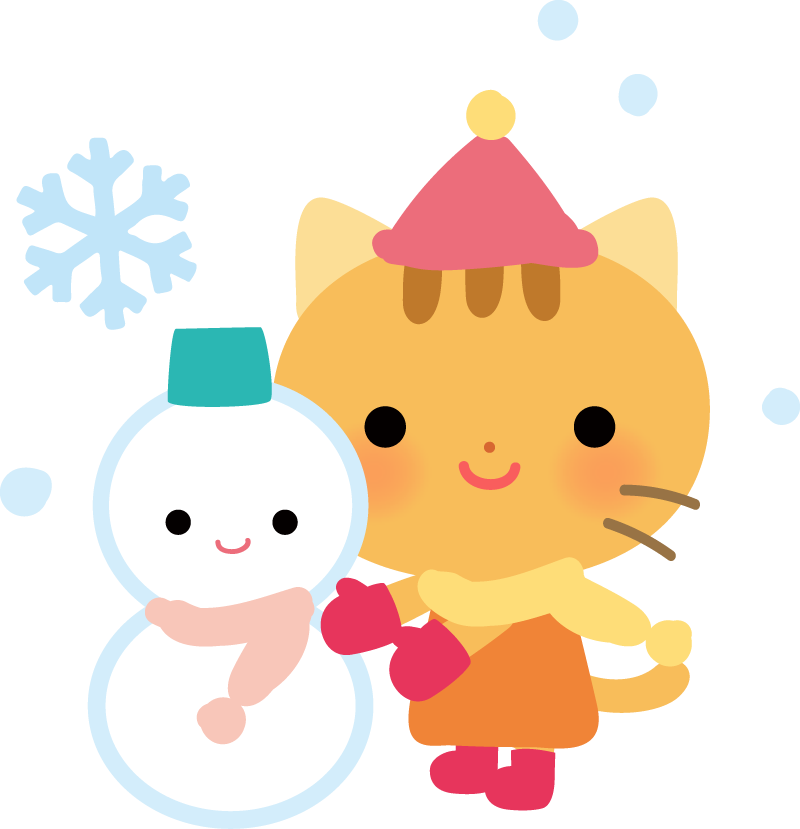 雪だるまを作るネコ 猫 の動物のイラスト 園だより おたより チラシで使えるかわいいイラストの無料素材集 イラストだより