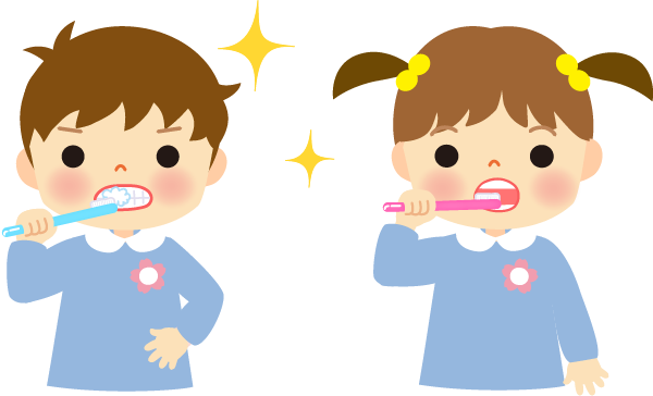 歯磨きをしてる園児のイラスト（保健）