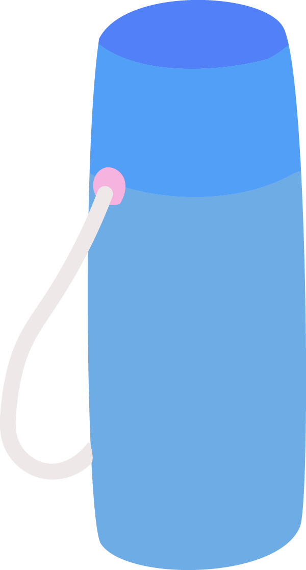 かわいい水筒のイラスト（青色）