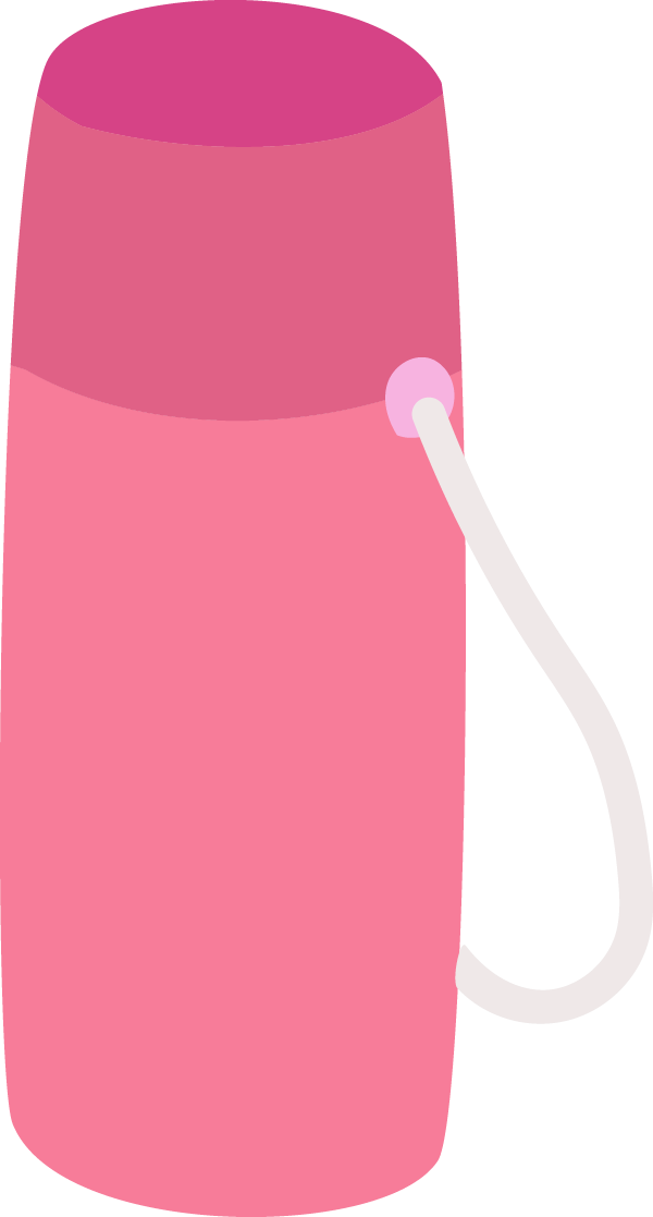 かわいい水筒のイラスト（ピンク）