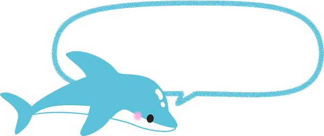 イルカの吹き出しイラスト素材（細く横長丸枠）