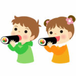 恵方巻を食べる子供イラスト