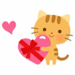 バレンタインチョコを渡すネコ（動物）のかわいいイラスト