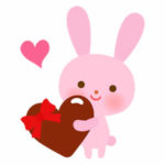 バレンタインチョコを渡すウサギ（動物）のかわいいイラスト