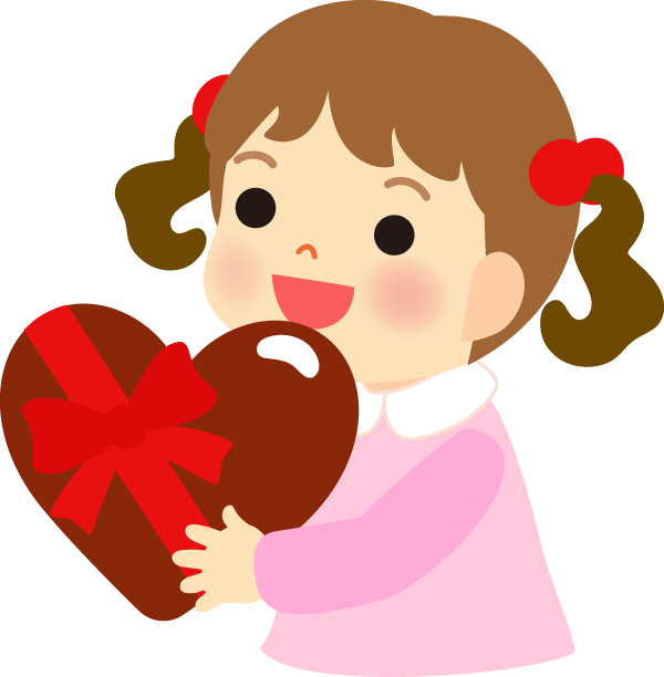バレンタインチョコを渡す女の子（子供）のイラスト