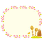 春に使える桜とつくしとタケノコのフレームイラスト