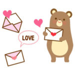 バレンタインデーにラブレターを贈るクマのイラスト
