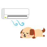 熱中症対策！エアコンで涼む犬のイラスト