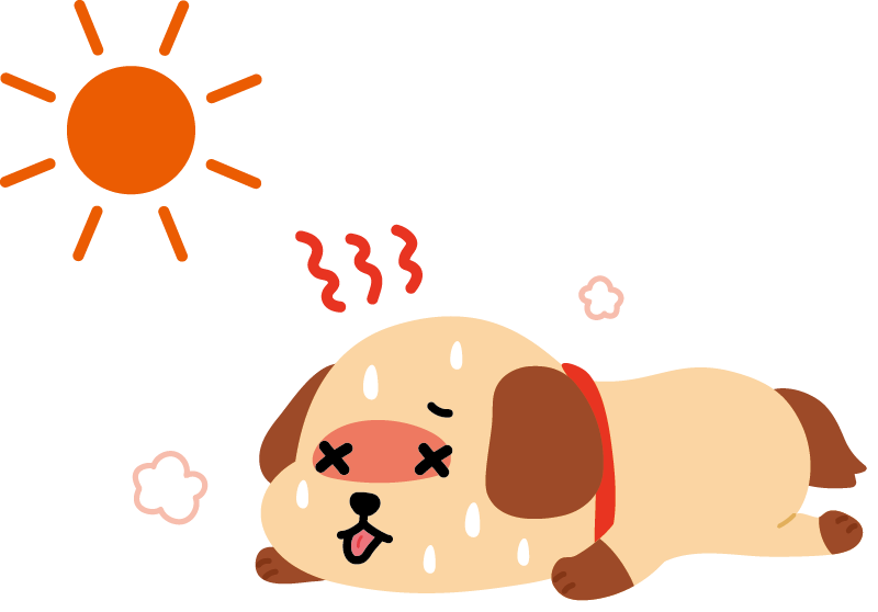 夏の暑さにバテている犬のイラスト