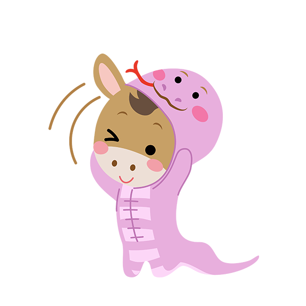 巳年から午年(うま)へ切り替わるイラスト
