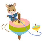 午年(うま)の独楽イラスト